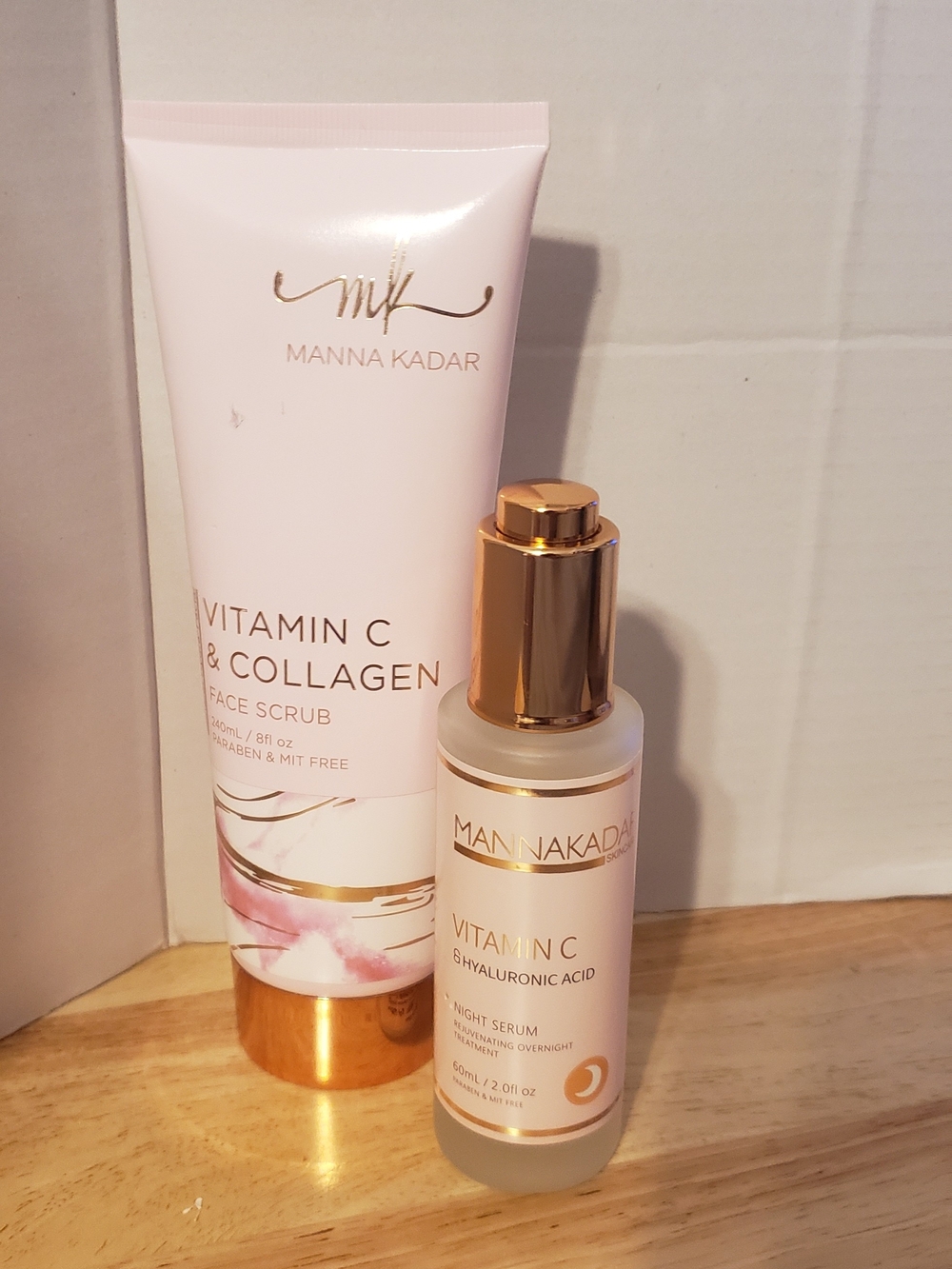 Manna Kadar Vitamin C & Collagen Face Scrub and Night Serum - Pink and Gold